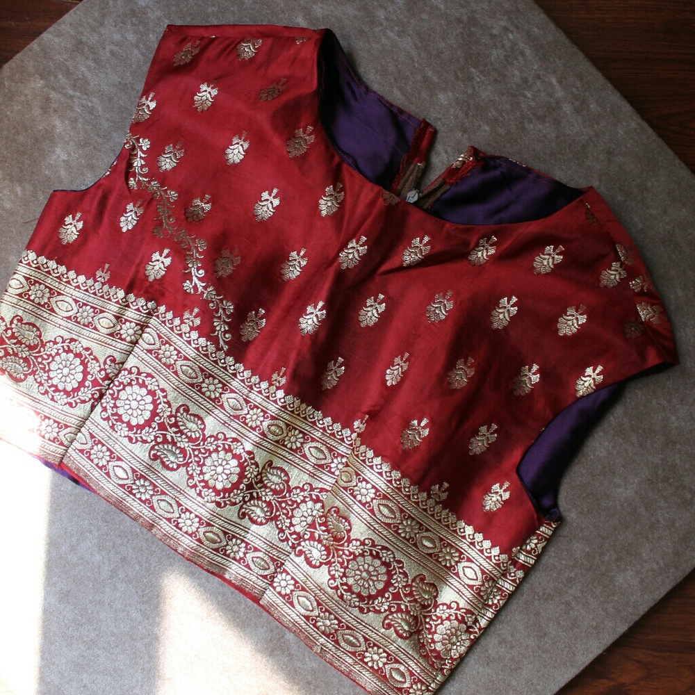Sari silk crop top