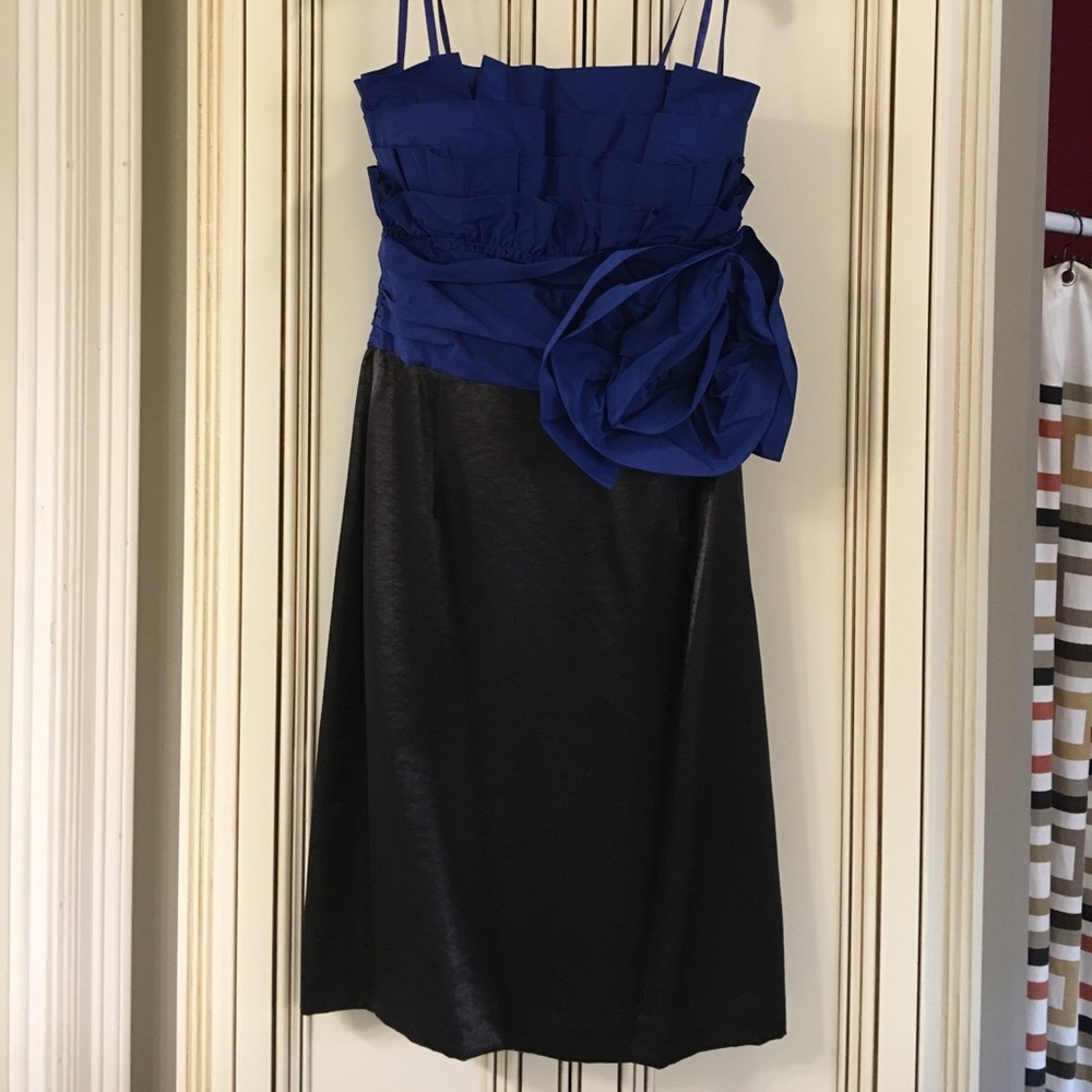 Max and Cleo blue and black strapless dress