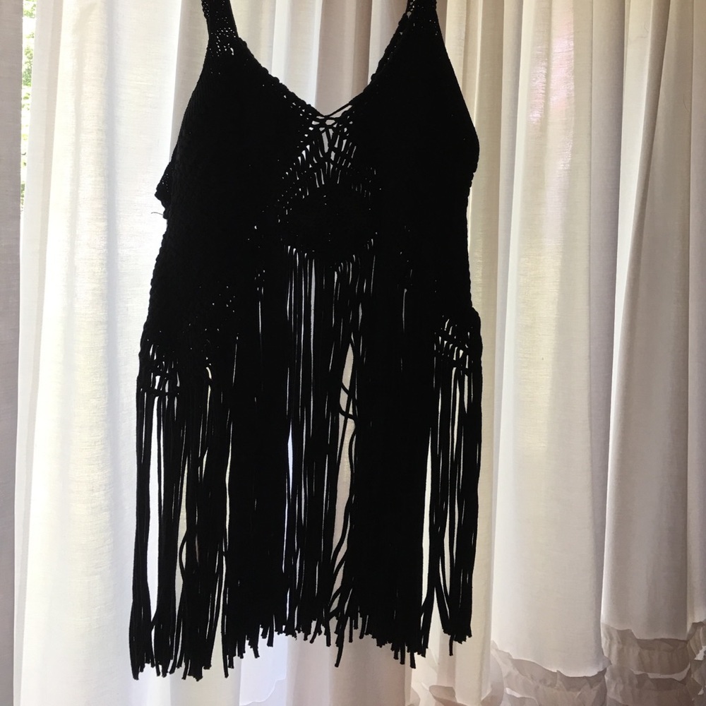 Black String Crop Top