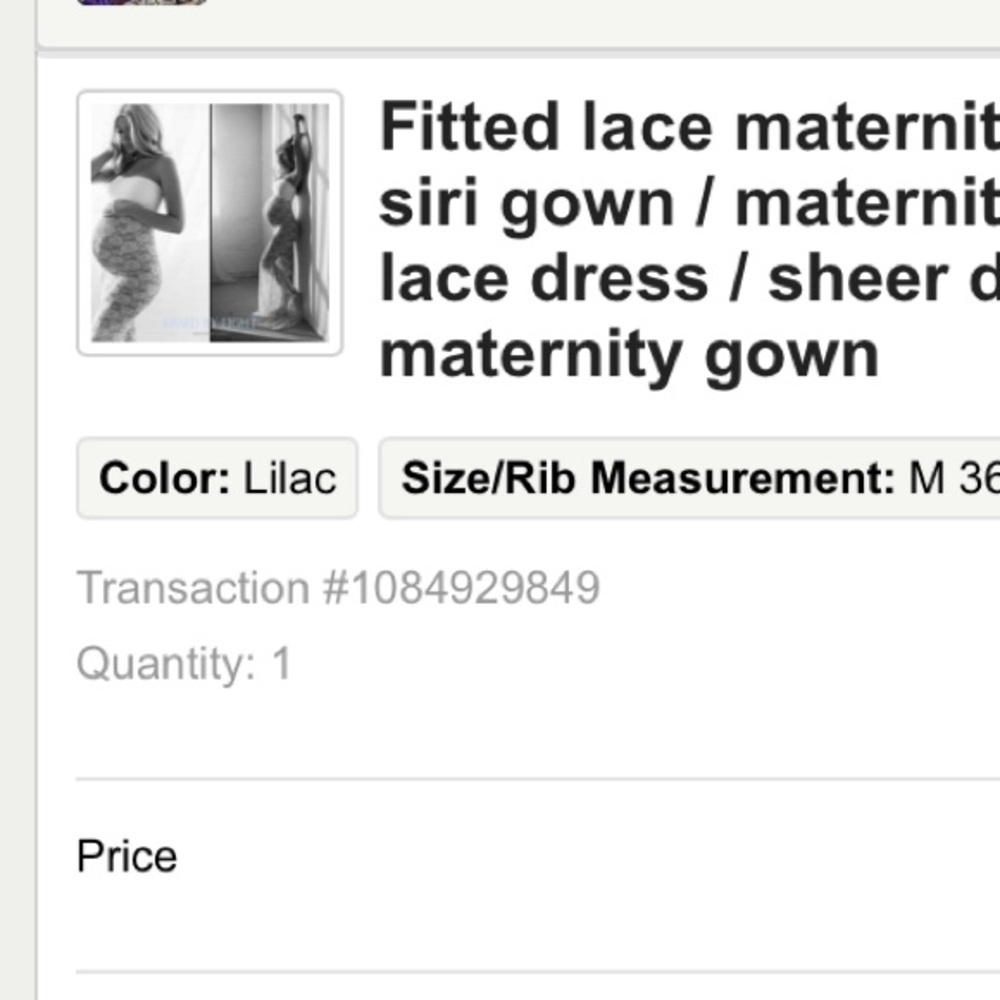 Fitted lace maternity gown/ lilac color/med