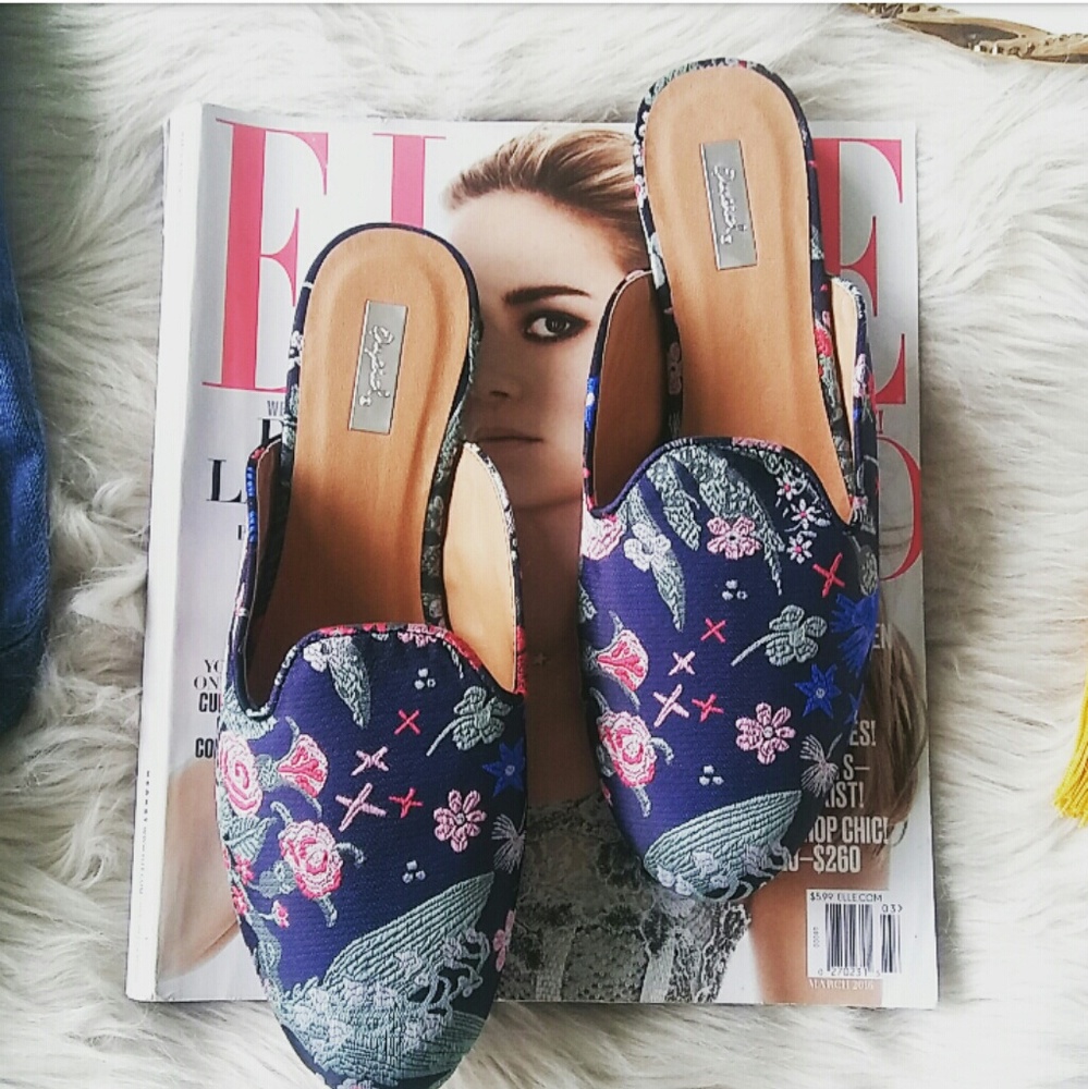 //The Lori// Satin Embroidery mule Flat - Picture 1 of 6