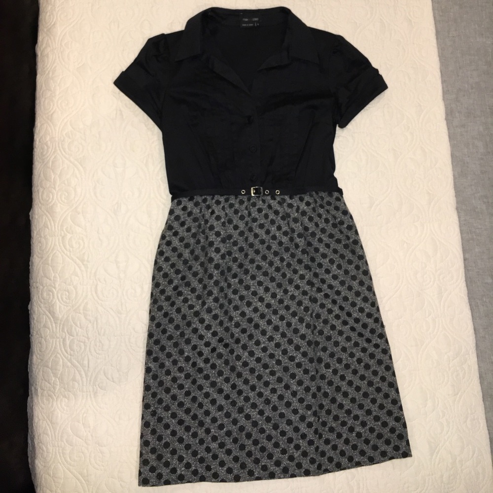 Max and Cleo black and gray button top dress