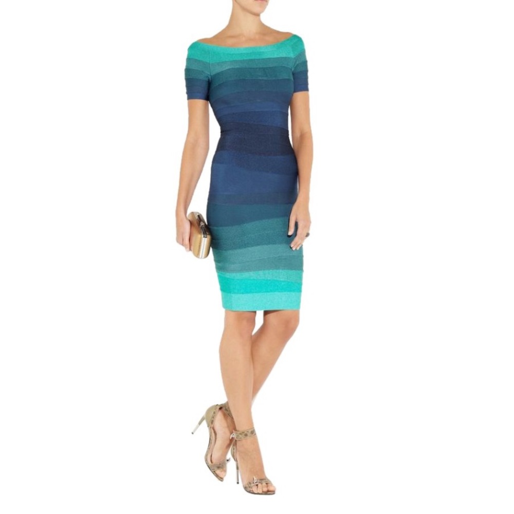 🎉HP💌 Herve Léger "Johanna" Ombré Bandage Dress - Picture 2 of 8