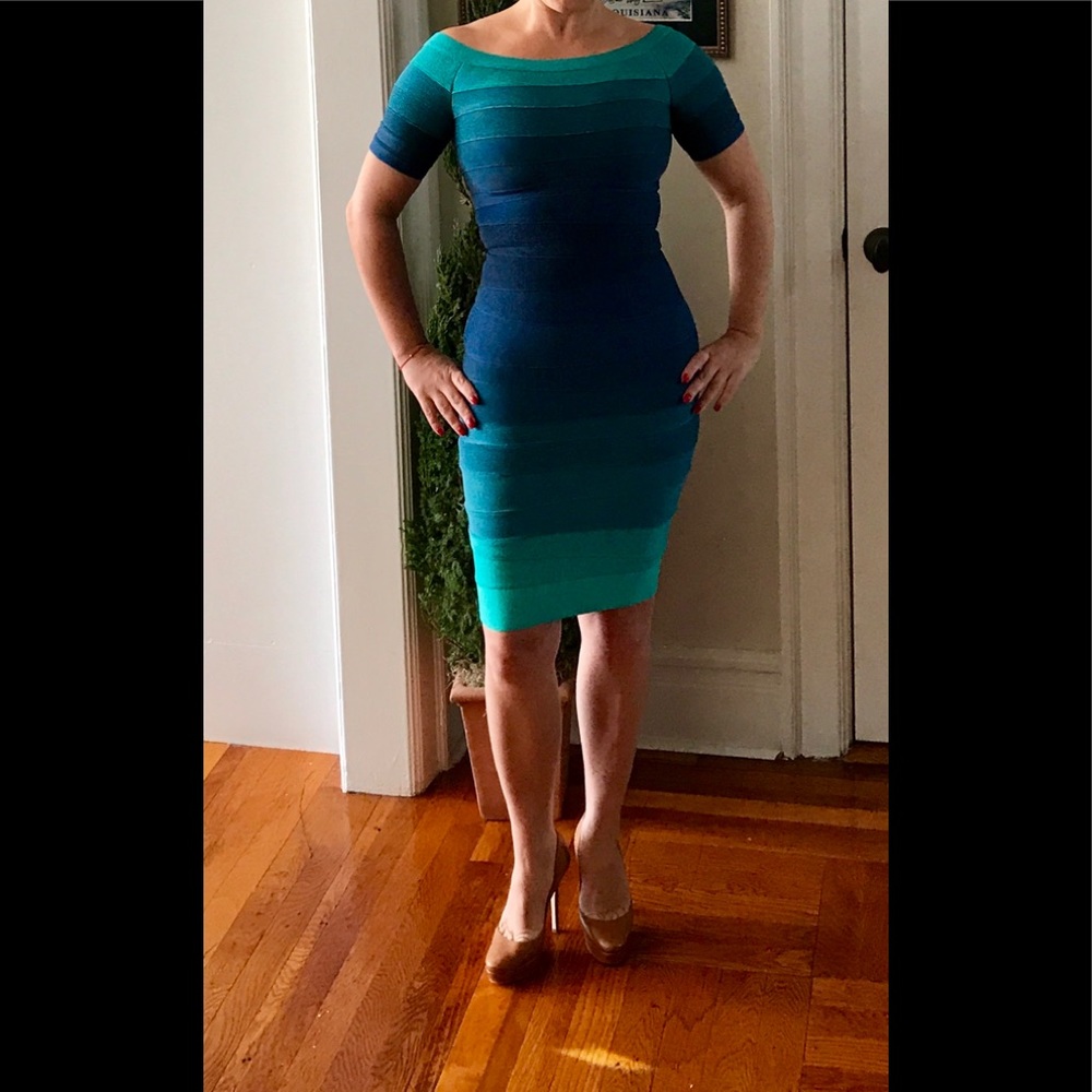 🎉HP💌 Herve Léger "Johanna" Ombré Bandage Dress - Picture 4 of 8