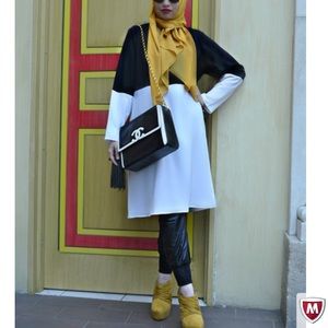 Abaya Addict color block midi shirt