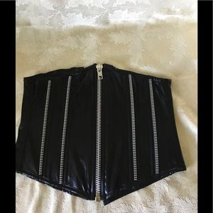 Black patent leather stretch corset