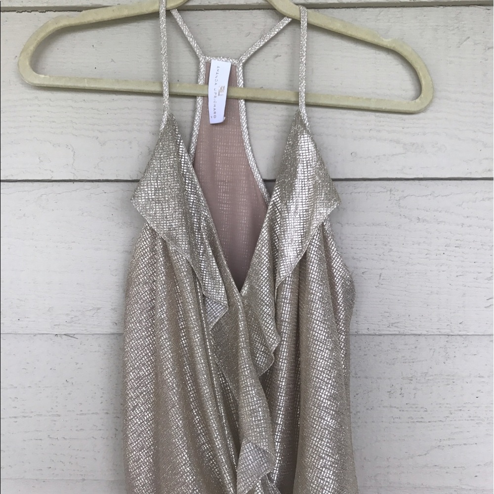 Amanda uprichard gold ruffle tank