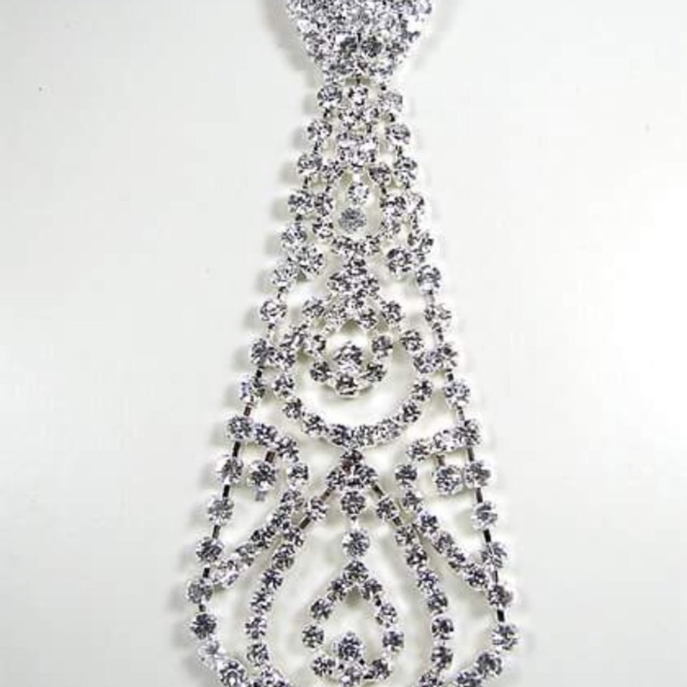Sparkling Rhinestone Necktie Statement Necklace - image 1