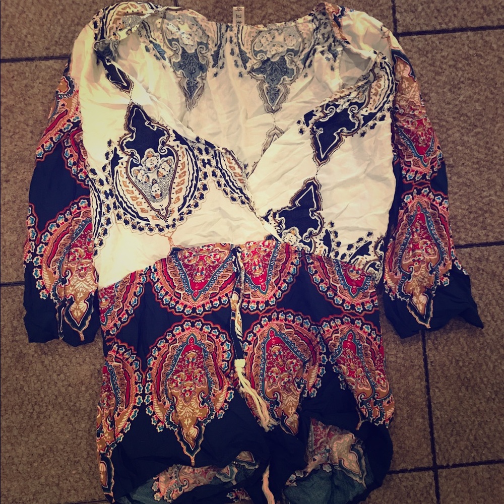 Printed romper ties in waist size L