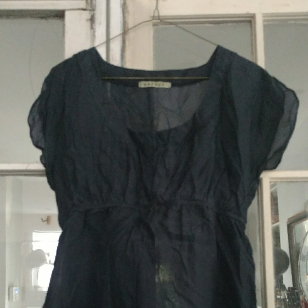 Sheer navy silk blouse