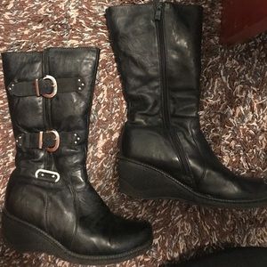 Genuine leather riding style boots
