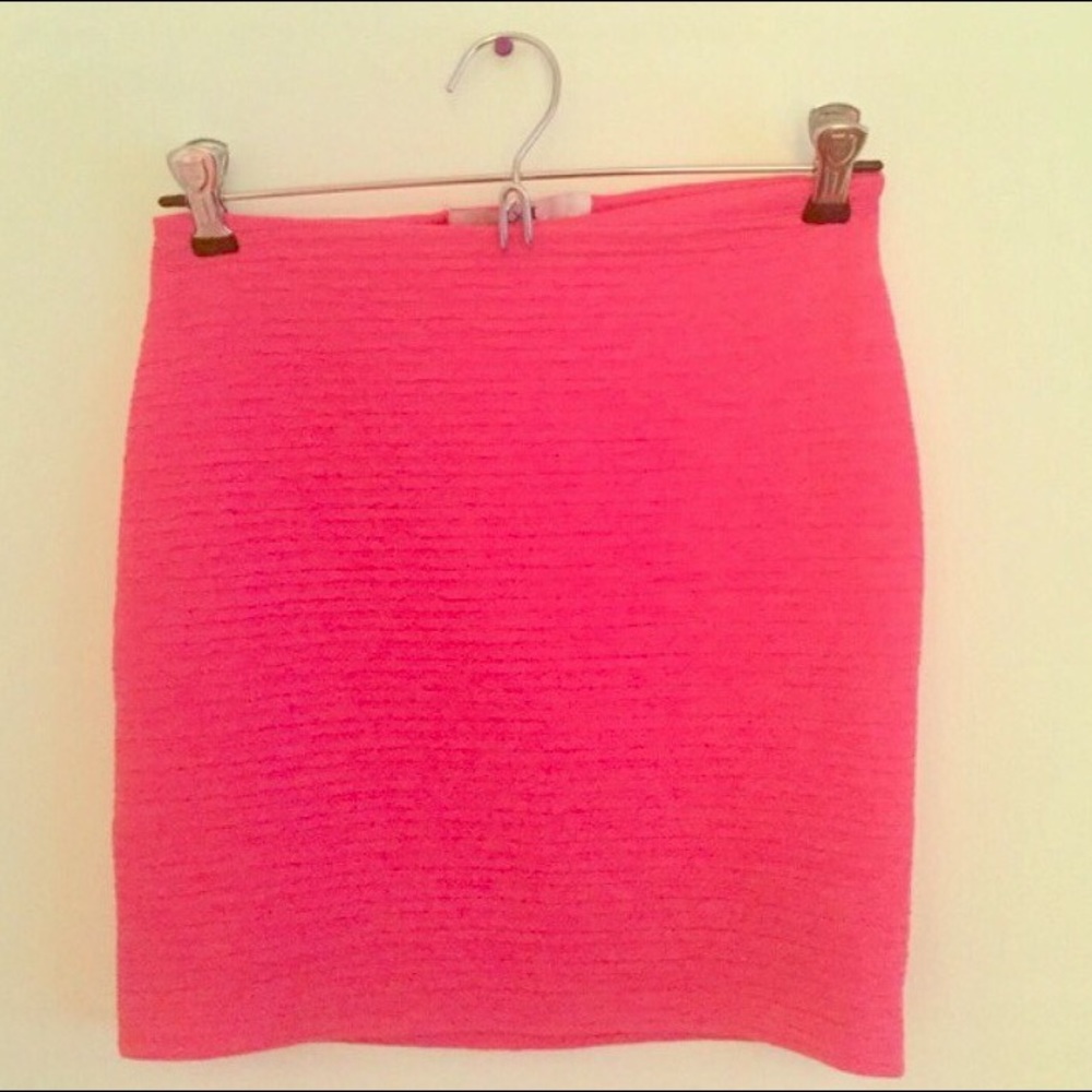 Neon Pink Ruffled Bodycon/Pencil Mini Skirt