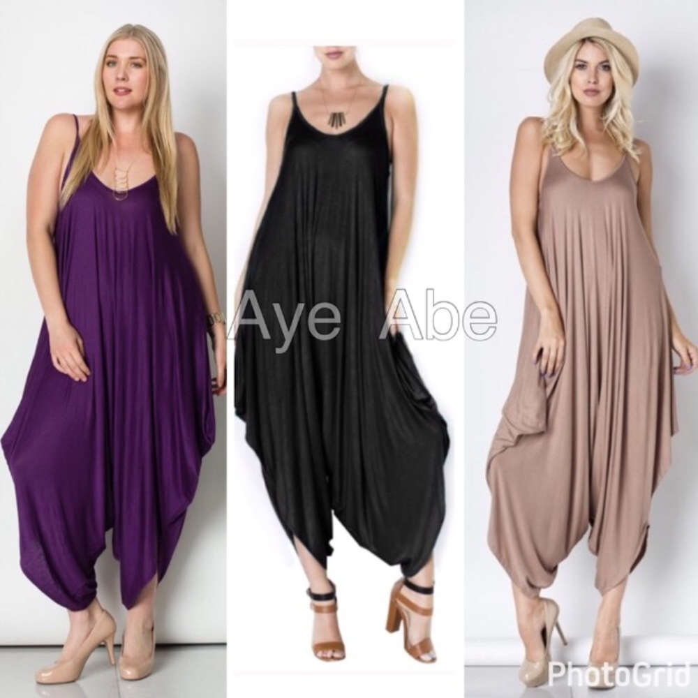 Oversized loose harem jumpsuit dress - Marsala - Picture 2 of 4