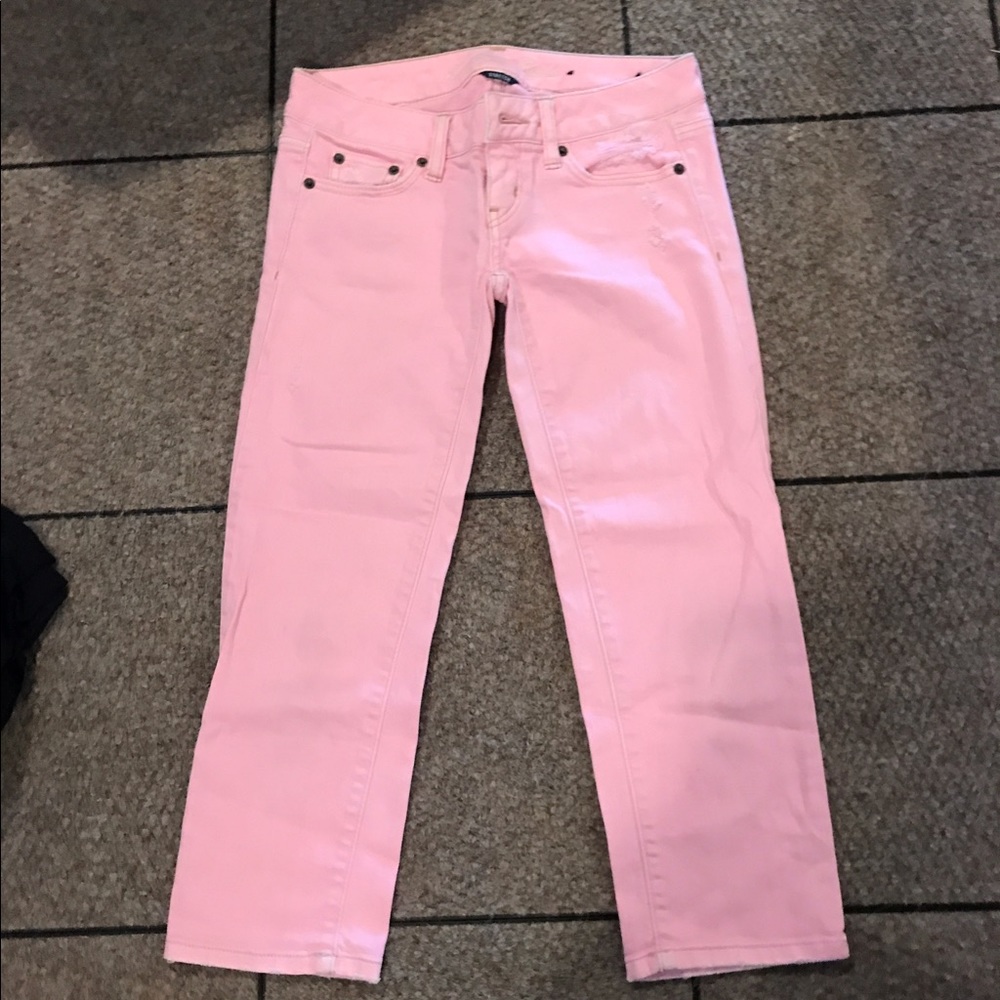 American eagle pink crop jeans