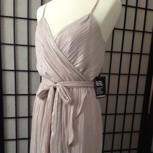 Strappy shimmery  hi- low flutter drape dress