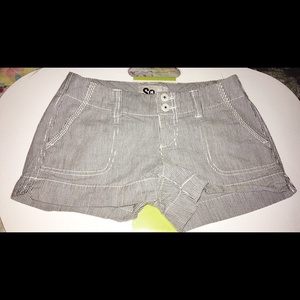 Blue and white striped shorts