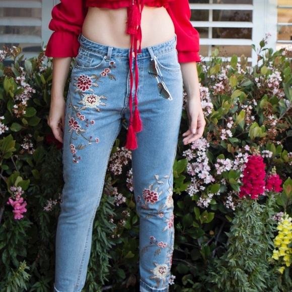 NEW! 💜 I Need You Baby 💜 embroidered bf jeans - Picture 2 of 3