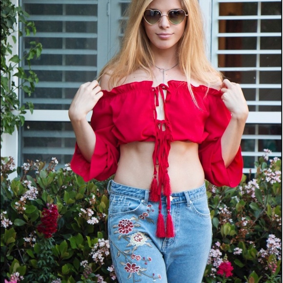 NEW! 💜 I Need You Baby 💜 embroidered bf jeans - Picture 3 of 3