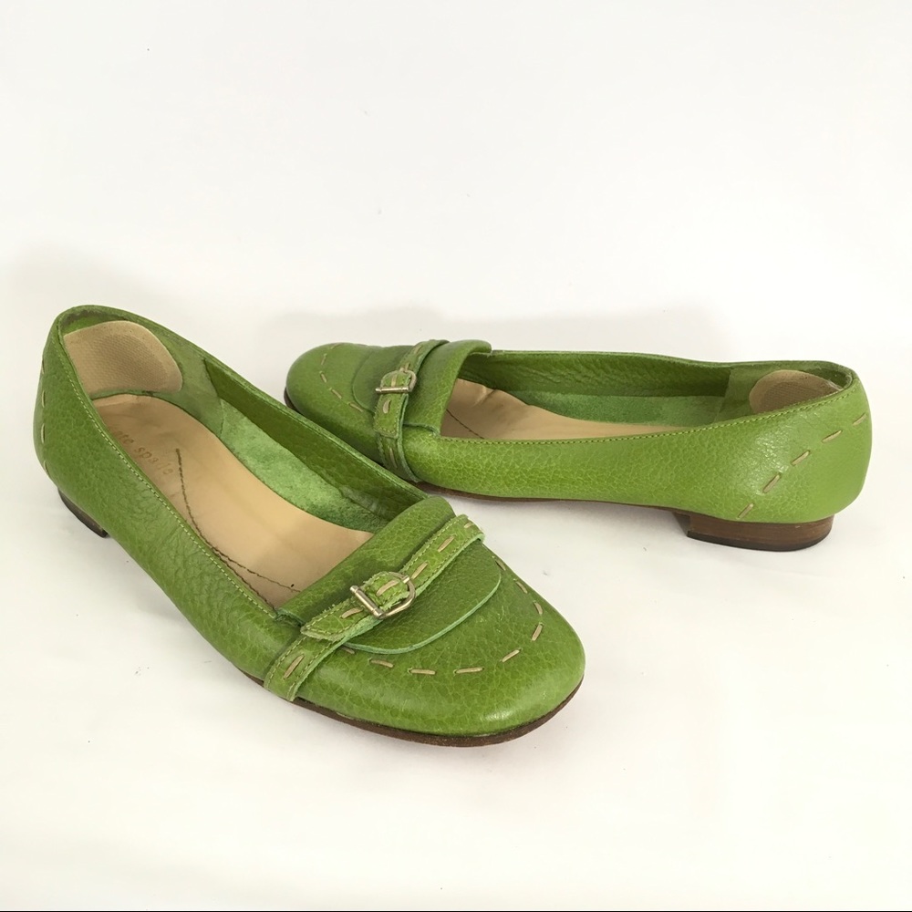 Kate Spade Green Leather Loafers Flats