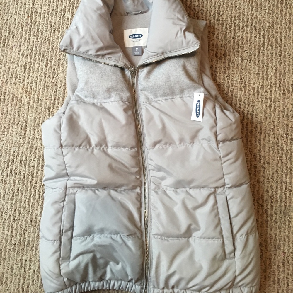 Grey Old Navy puffer vest