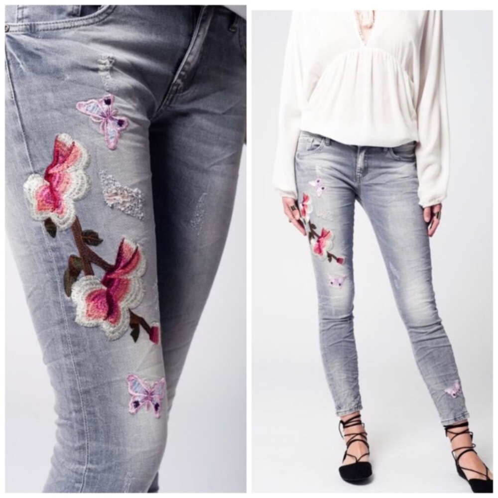 Absolutely gorgeous embroiderd grey denim