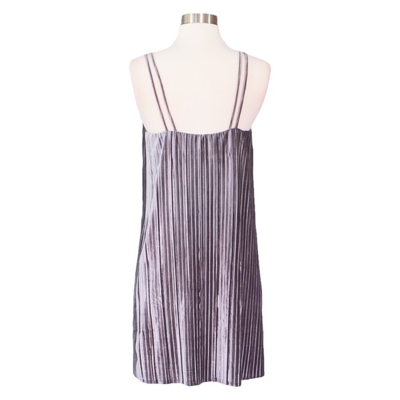 Grey Velvet Pleated Slip Dress - Picture 7 of 7