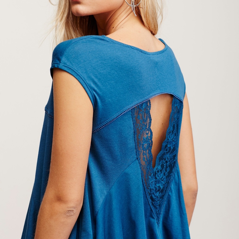 Free People blue open back top