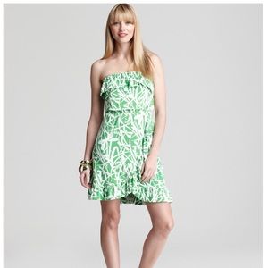 Lilly Pulitzer Green Dragonfly Strapless Dress