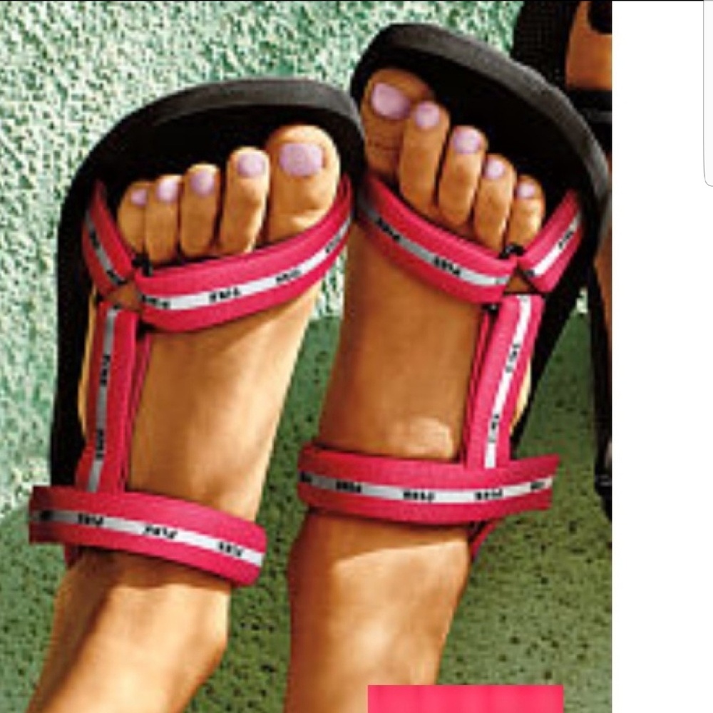 NWT VS pink velcro slides/ sandals