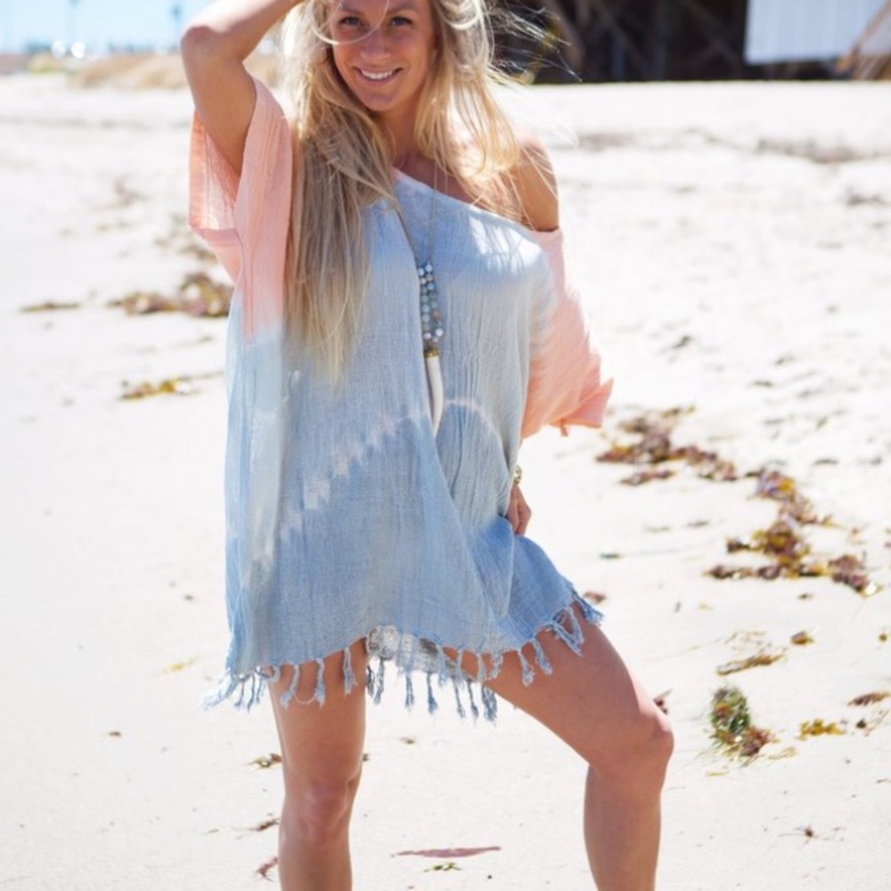 Cover up, beach cover up, off shoulder tunic,
