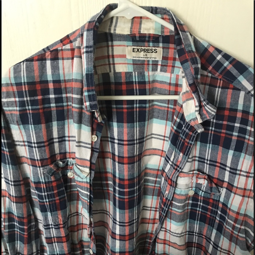 Express large Chex fitted shirt