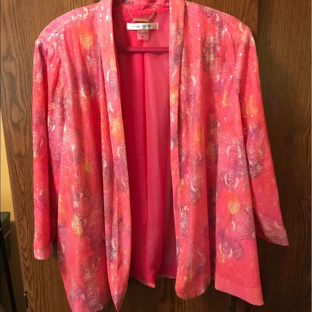 Multi color pink sequin swing sports jacket