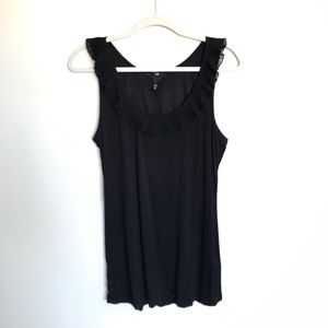 H&M Black Ruffle Accented Neckline Tank