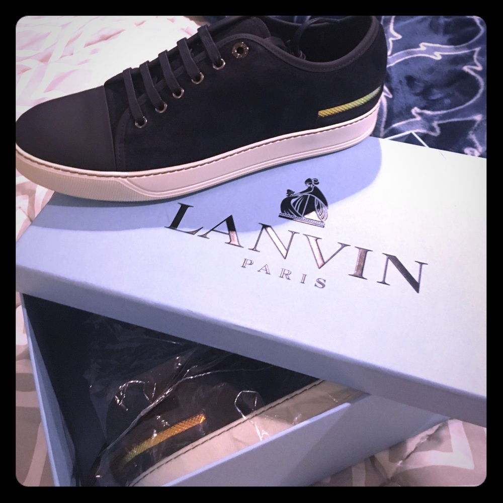 Lanvin Low Top Suede Dark Navy Sneaker