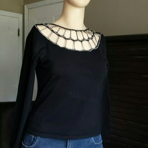 Black Top with Rhinestone Collar  *SALE*