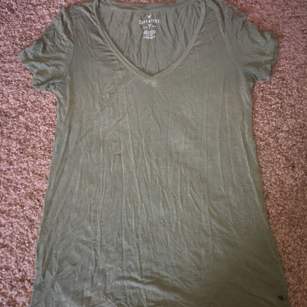 Army green soft & sexy vneck from American eagle