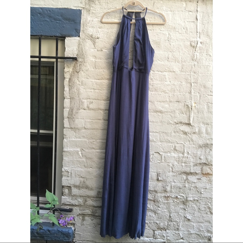 Low cut Blue Maxi Dress