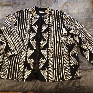 Black and white Chico's Lined Size 3 Jacket