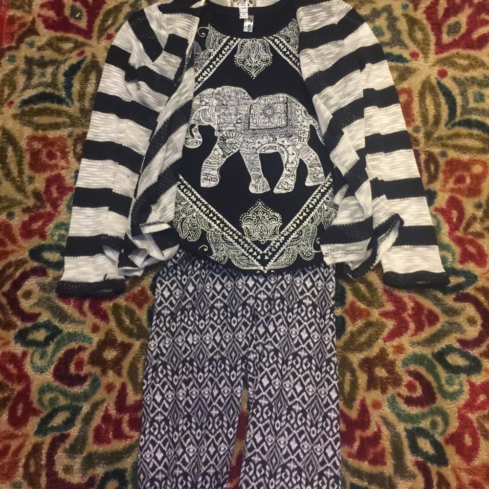 3 piece, black and white, elephant outfit 🐘