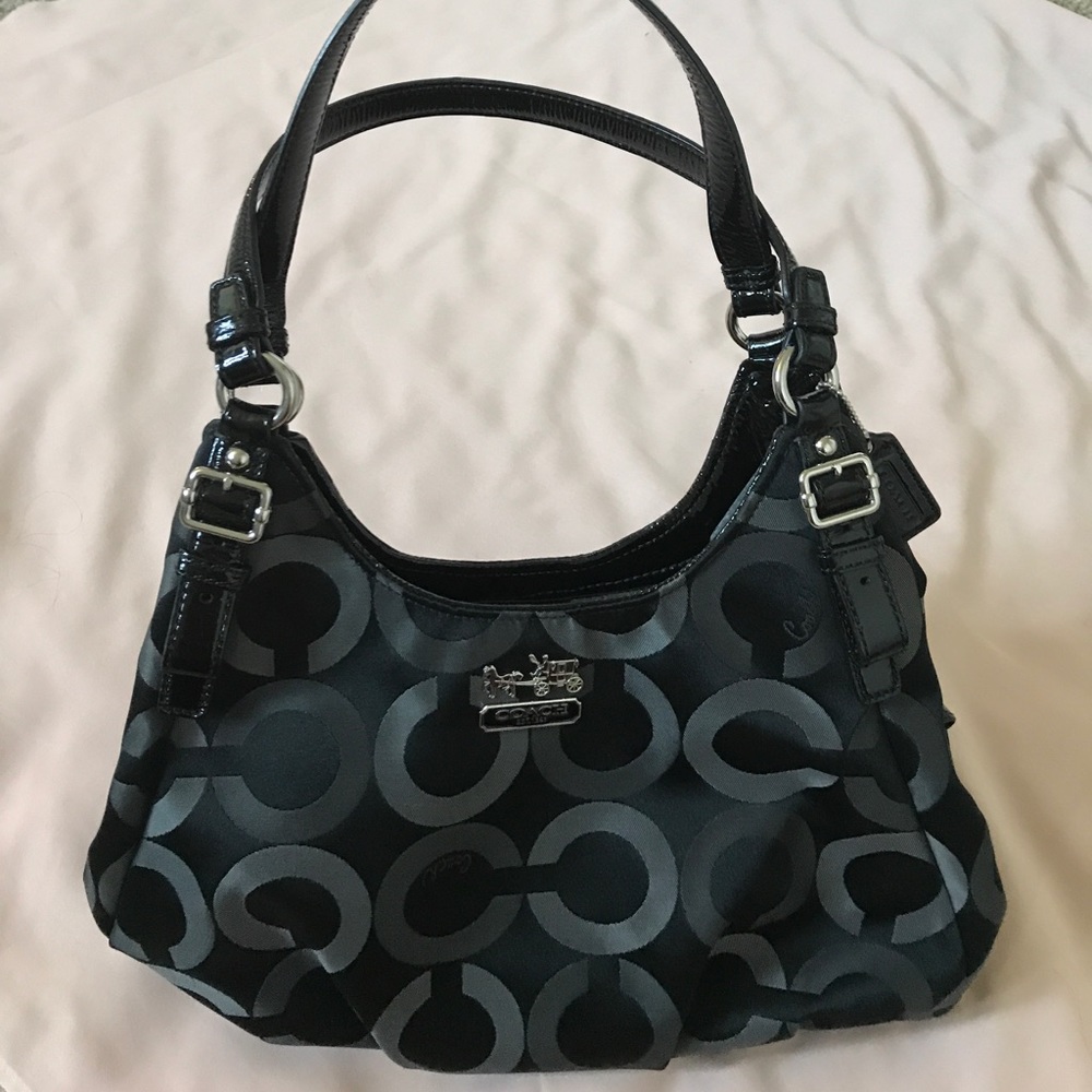 Black patterned Madison Coach purse