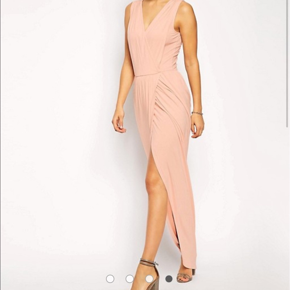 Asos burgundy wrap front maxi dress - Picture 4 of 5