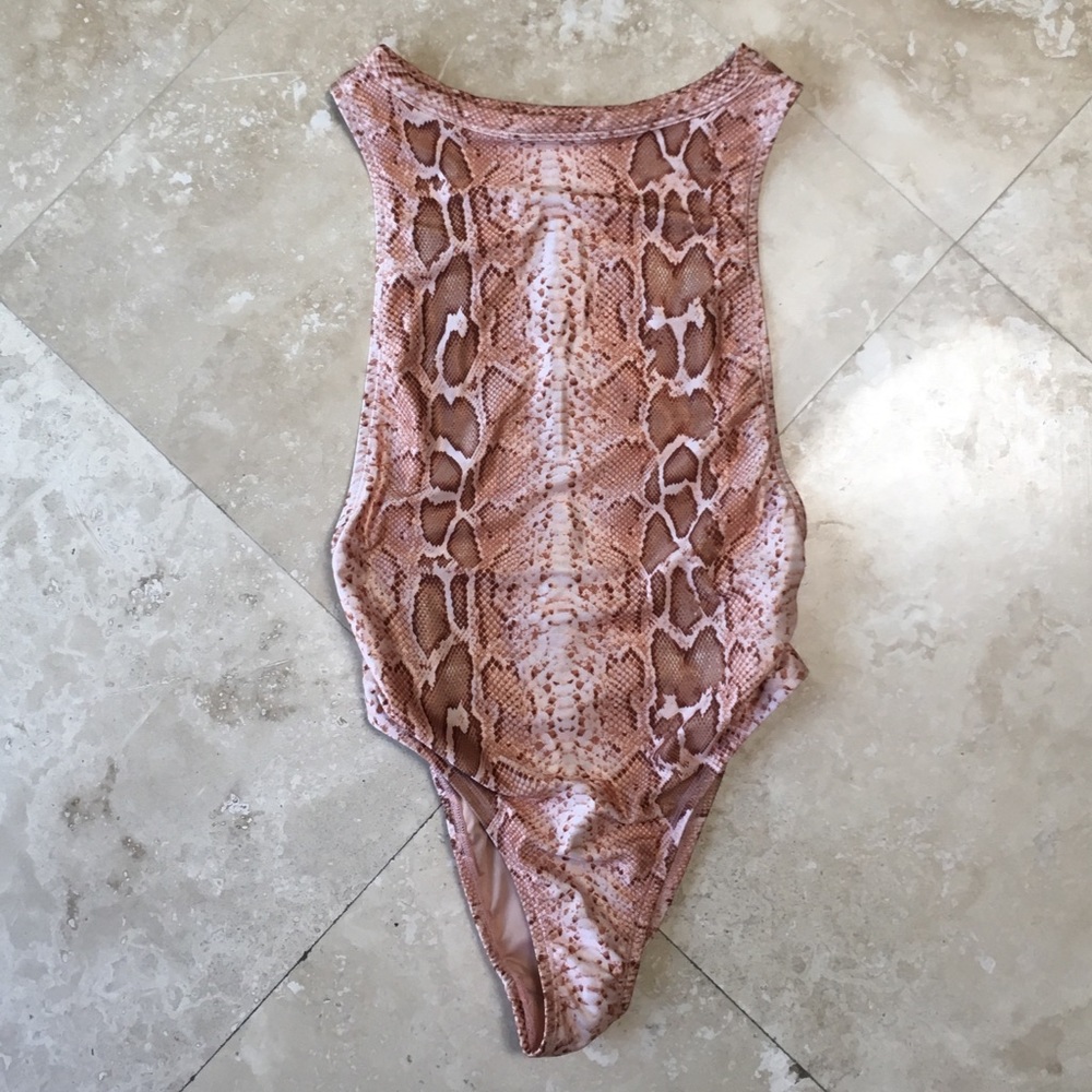 Snake print one piece swimsuit.