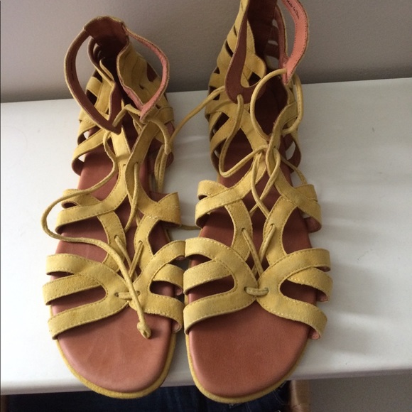 mustard gladiator sandals