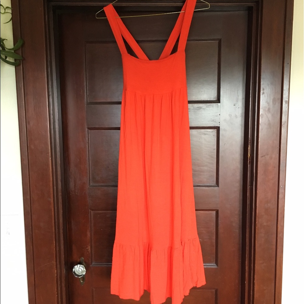 Flowy orange cotton dress