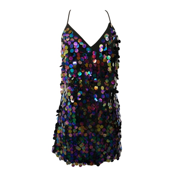 Black Backless Slip Sequin Dress - Picture 5 of 8