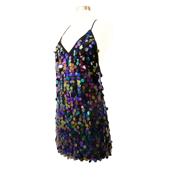 Black Backless Slip Sequin Dress - Picture 6 of 8
