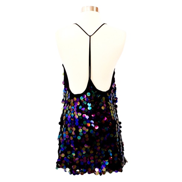 Black Backless Slip Sequin Dress - Picture 7 of 8