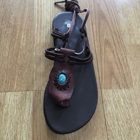 Boho Hand-Crafted Leather Wrap Sandals - Picture 2 of 5