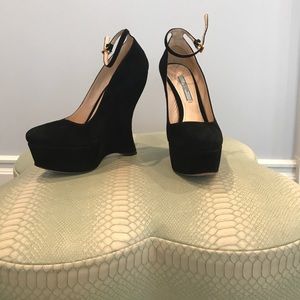 Prada Black Suede Platform Shoes