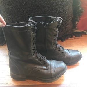 Brown combat boots